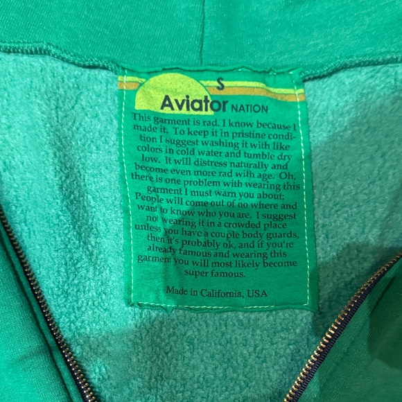 Aviator Nation Green Lightning Bolt Hoodie! - Picture 2 of 3
